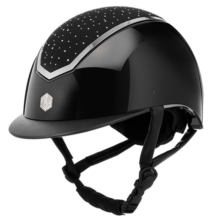 Casque d'équitation Kylo Gloss Crystal Noir/Chrome dans le groupe Équipement d'équitation / Casque d'équitation / Visière standard chez Equinest (0209020422BACH_r)