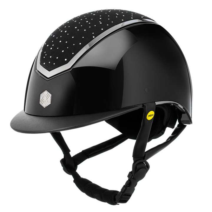 Casque d'équitation MIPS Kylo Gloss Crystal Noir/Chrome dans le groupe Équipement d'équitation / Casque d'équitation / Casques MIPS chez Equinest (0209020622BACH_r)