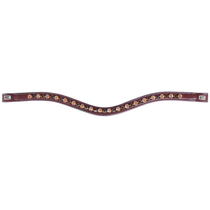 Frontal E-Logo & Cristaux Dorés/Noir Marron/Argent dans le groupe Équipement cheval / Briderie & Frontaux / Frontaux chez Equinest (0623S0056BRSI)