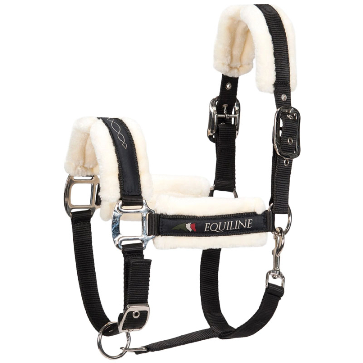 Licol Avec Peau de Mouton Tom Noir dans le groupe Équipement cheval / Licols / Longes en tissu et en nylon chez Equinest (0704001220202_S_r)