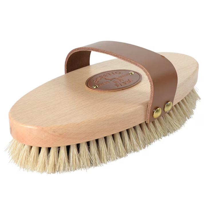 Brosse de toilettage avec sangle en cuir Tagel Marron dans le groupe Produits de soins / Brosses et étrilles / Brosses pour le corps chez Equinest (0723BR_r)