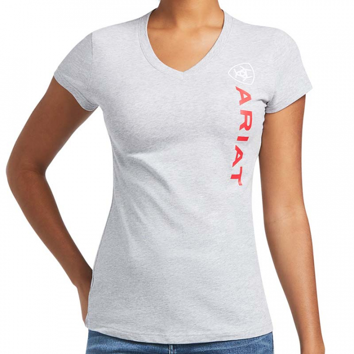 T-Shirt Logo Vertical Gris Clair dans le groupe Vêtements d'équitation / T-shirts & Hauts d'équitation / Tee shirts chez Equinest (10039205Gr_r)