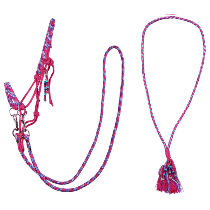Halter en corde avec rênes Combi Liberty Rose dans le groupe Équipement cheval / Licols / Longes en corde chez Equinest (1096FU1PI_r)