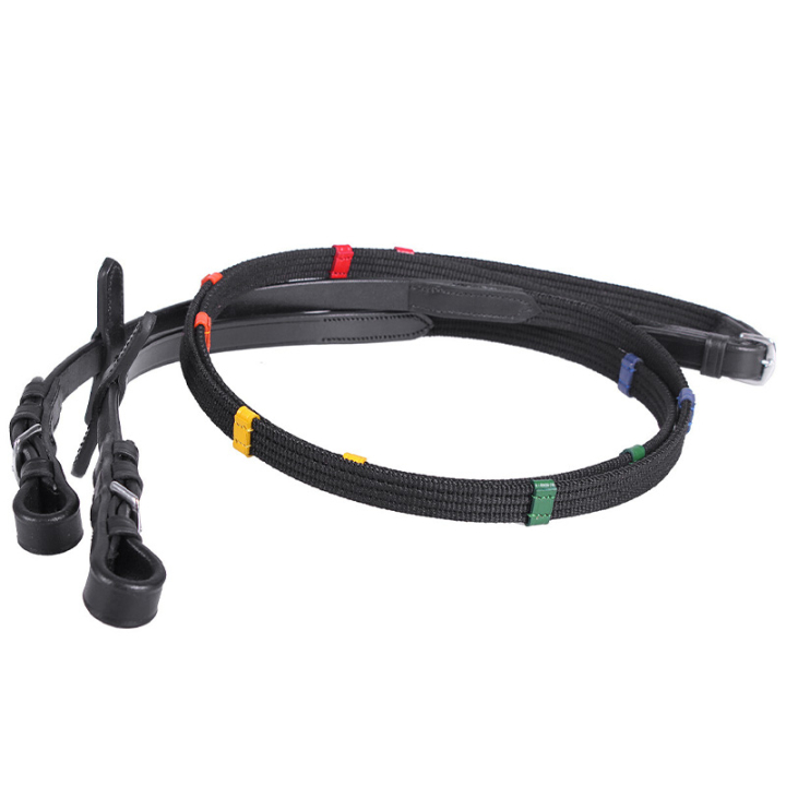Rênes Coloured Stops Noir dans le groupe Équipement cheval / Rênes / Rênes en ruban tissé chez Equinest (2136ZW1BA_r)
