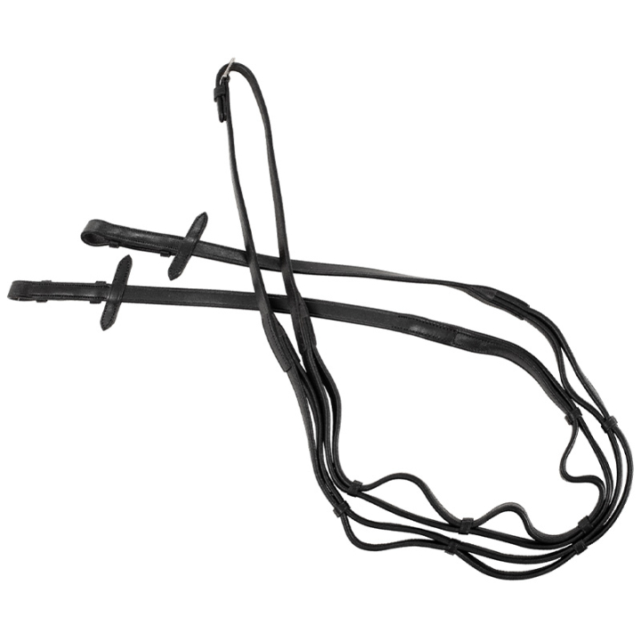 Rênes Hunter Supreme Noir/Argent dans le groupe Équipement cheval / Rênes / Rênes en cuir chez Equinest (218412BASI_r)