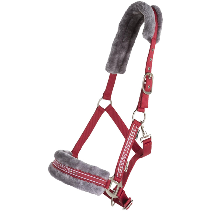 Licol avec Mouton Rouge/Gris dans le groupe Équipement cheval / Licols / Longes en tissu et en nylon chez Equinest (243082REGR_r)
