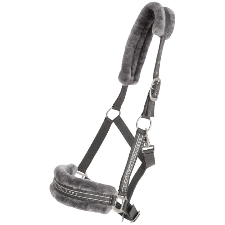 Licol avec Mouton Gris Foncé/Gris dans le groupe Équipement cheval / Licols / Longes en tissu et en nylon chez Equinest (243682DGRGR_r)