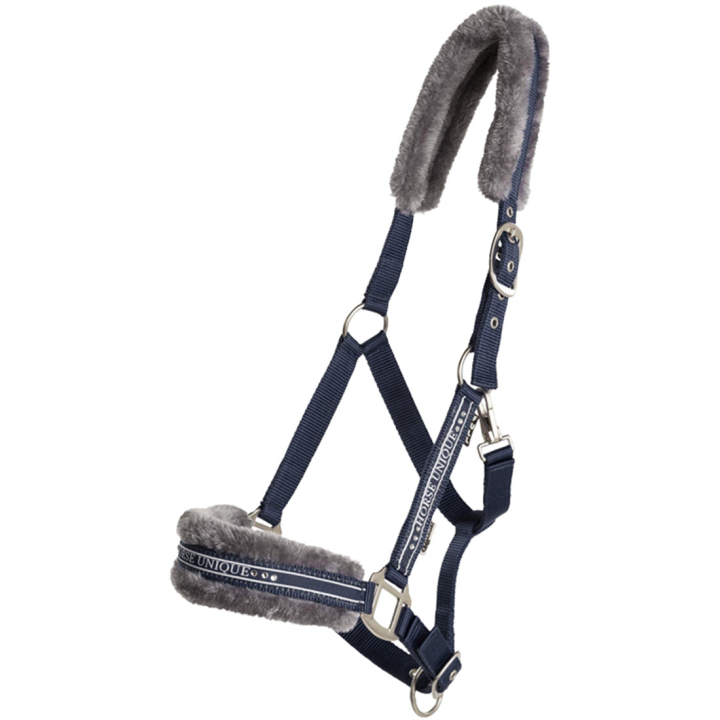 Licol avec Mouton Bleu marine/Gris dans le groupe Équipement cheval / Licols / Longes en tissu et en nylon chez Equinest (243720NAGR_r)