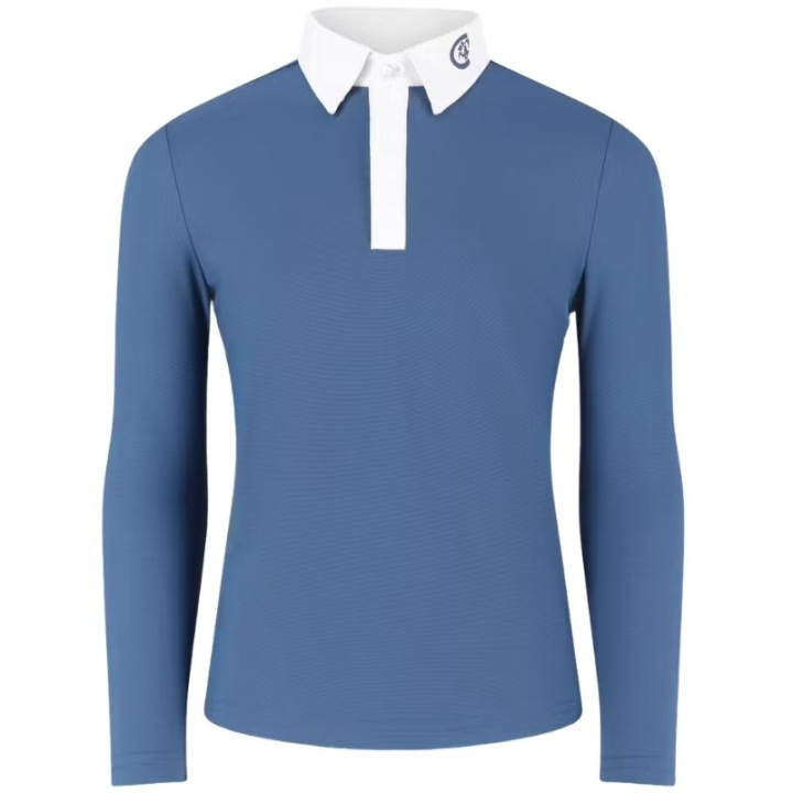 Chemise de concours Enfant/Junior Boy Osaka Long Sleeve Bleu dans le groupe Vêtements d'équitation / T-shirts & Hauts d'équitation / Chemises & polos de concours chez Equinest (3201203110BL_r)