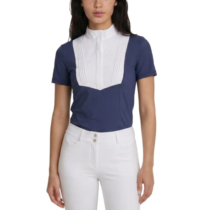 Haut de concours Heritage Air Short Sleeve Bleu Marine dans le groupe Vêtements d'équitation / T-shirts & Hauts d'équitation / Chemises & polos de concours chez Equinest (320270336NA_r)