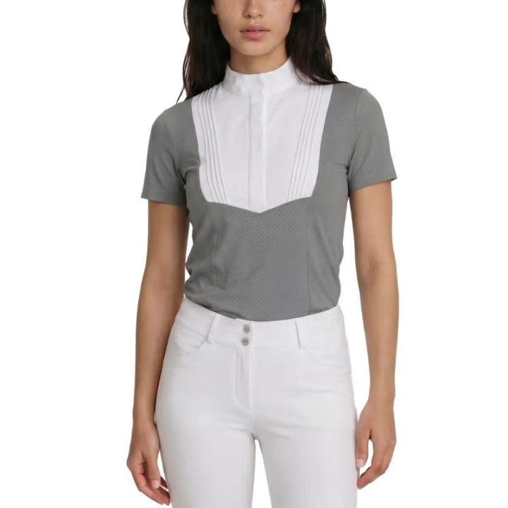 Haut de concours Heritage Air Short Sleeve Gris dans le groupe Vêtements d'équitation / T-shirts & Hauts d'équitation / Chemises & polos de concours chez Equinest (320270836GR_r)