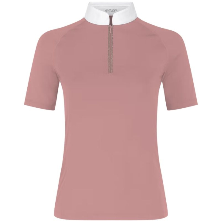 Haut de concours Classic Glitter Zipper Short Sleeve Vieux Rose dans le groupe Vêtements d'équitation / T-shirts & Hauts d'équitation / Chemises & polos de concours chez Equinest (320281036OPI_r)