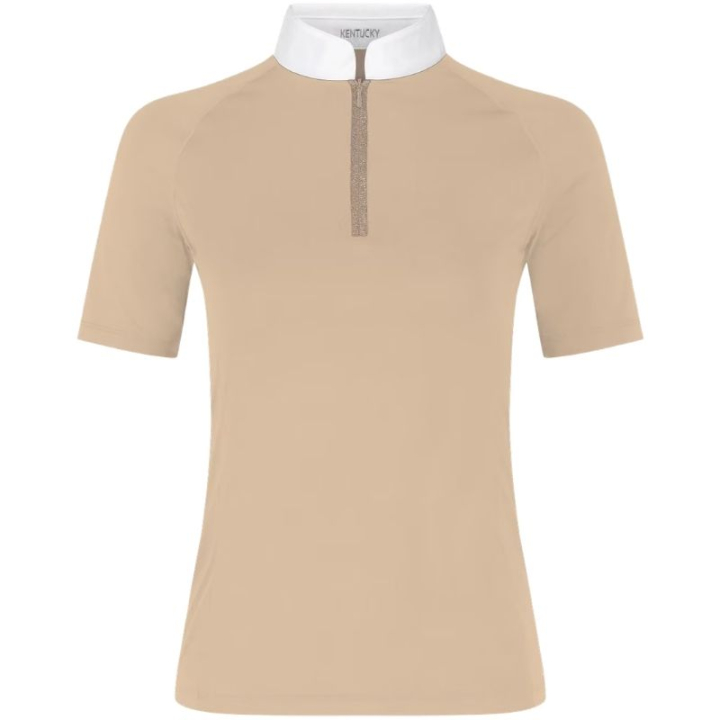 Haut de concours Classic Glitter Zipper Short Sleeve Beige dans le groupe Vêtements d'équitation / T-shirts & Hauts d'équitation / Chemises & polos de concours chez Equinest (320283236BE_r)