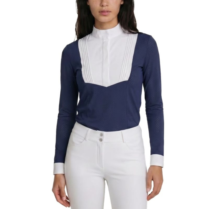 Haut de concours Heritage Air Long Sleeve Bleu Marine dans le groupe Vêtements d'équitation / T-shirts & Hauts d'équitation / Chemises & polos de concours chez Equinest (320300336NA_r)