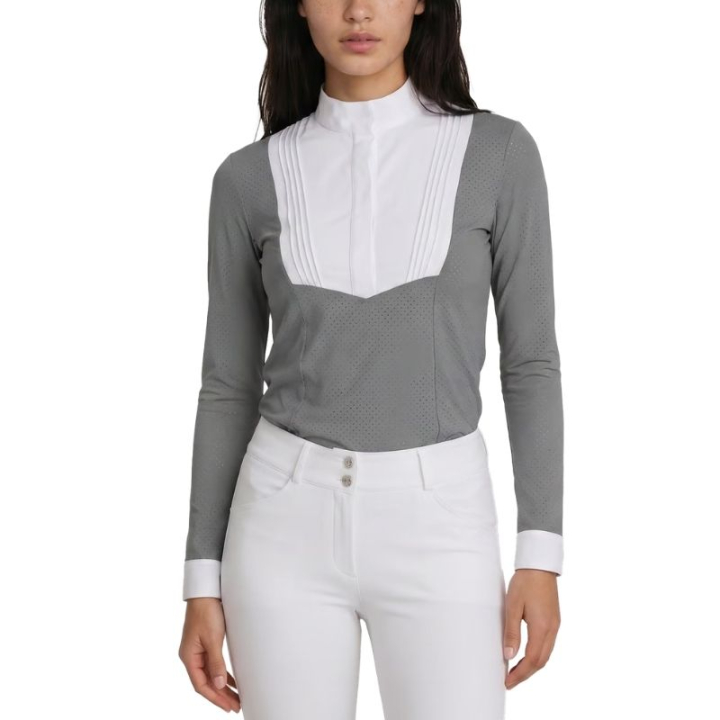 Haut de concours Heritage Air Long Sleeve Gris dans le groupe Vêtements d'équitation / T-shirts & Hauts d'équitation / Chemises & polos de concours chez Equinest (320300836GR_r)