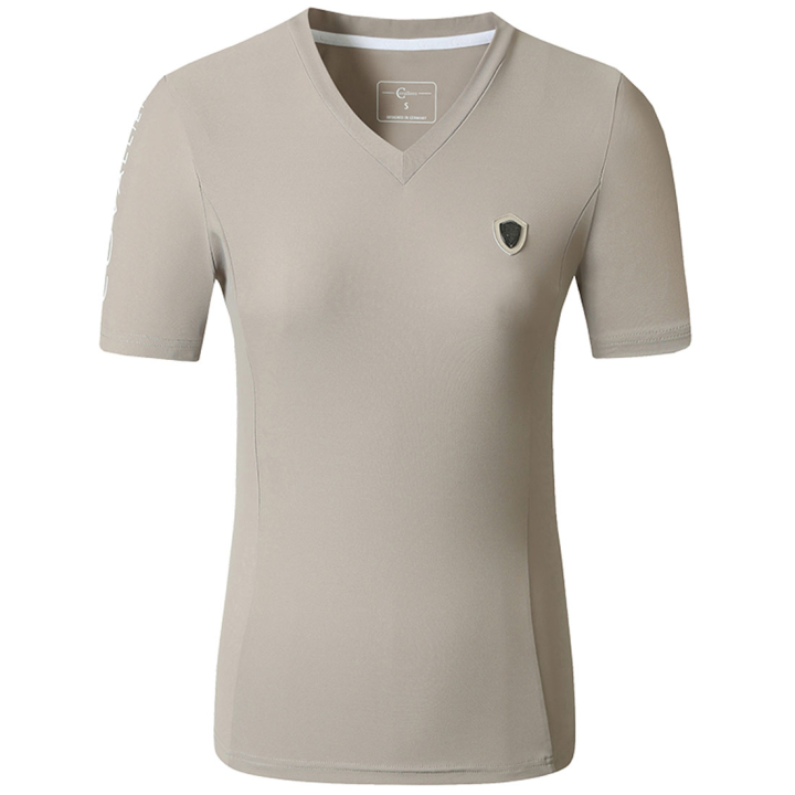 T-shirt V Beige dans le groupe Vêtements d'équitation / T-shirts & Hauts d'équitation / T-shirts chez Equinest (3229320BE_r)