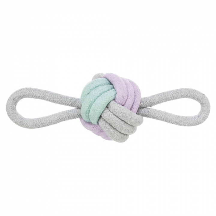 Jouet pour chien Balle en corde avec 2 boucles Junior Gris/Turquoise/Lilas dans le groupe Chien / Jouets pour chien / Nœuds & Jouets à tirer chez Equinest (32816)