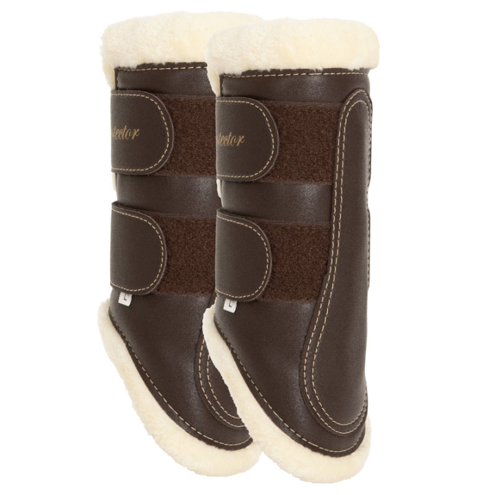 Guêtres avec Peluche Marron /Naturel dans le groupe Équipement cheval / Protections des Membres / Guêtres fermées & Guêtres de dressage chez Equinest (338012BrNa_r)