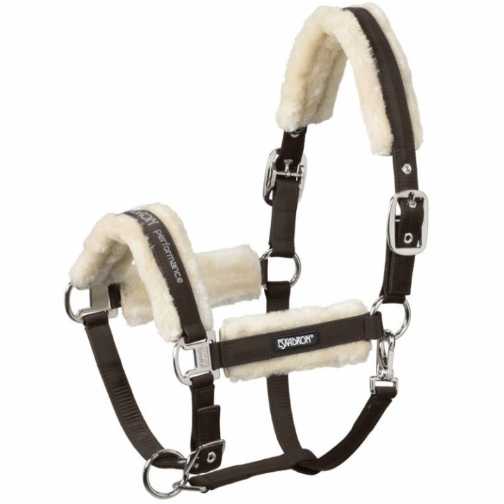 Licol Fauxfur Double Pin Marron dans le groupe Équipement cheval / Licols / Longes en tissu et en nylon chez Equinest (42070083BR_r)