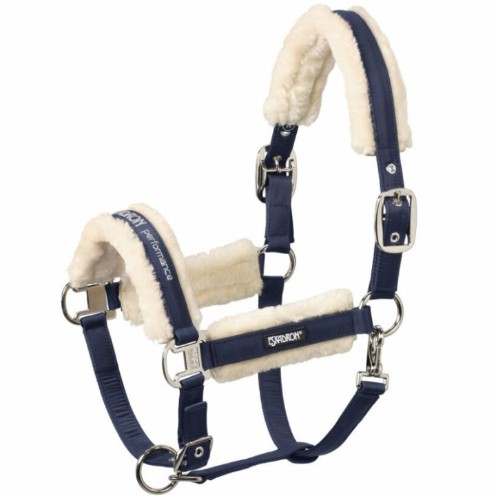Licol Fauxfur Double Pin Bleu Marine dans le groupe Équipement cheval / Licols / Longes en tissu et en nylon chez Equinest (42070083NA_r)
