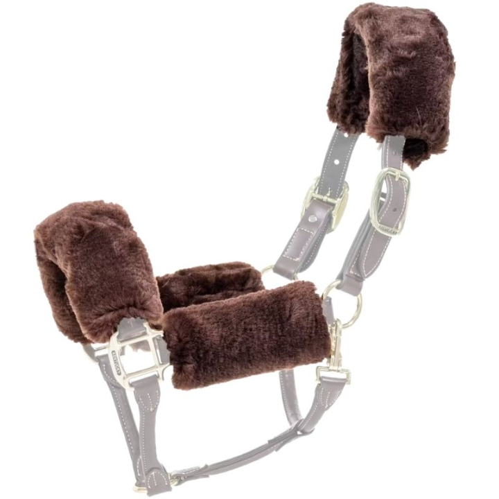 Ensemble peau de mouton pour licol Brun dans le groupe Équipement cheval / Briderie & Frontaux / Protège-nez et protège-nuque chez Equinest (42603BR)