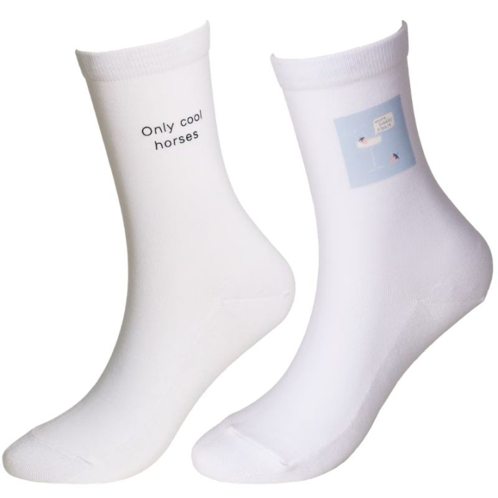 Chaussettes Cool Horses 2-pack Blanc dans le groupe Vêtements d'équitation / Chaussettes chez Equinest (4275602COOLHWH_r)