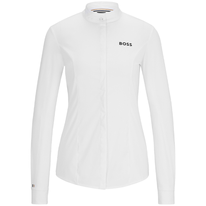 Chemise de concours Emma Blanc dans le groupe Vêtements d'équitation / T-shirts & Hauts d'équitation / Chemises & polos de concours chez Equinest (4613B1W04011WH_r)