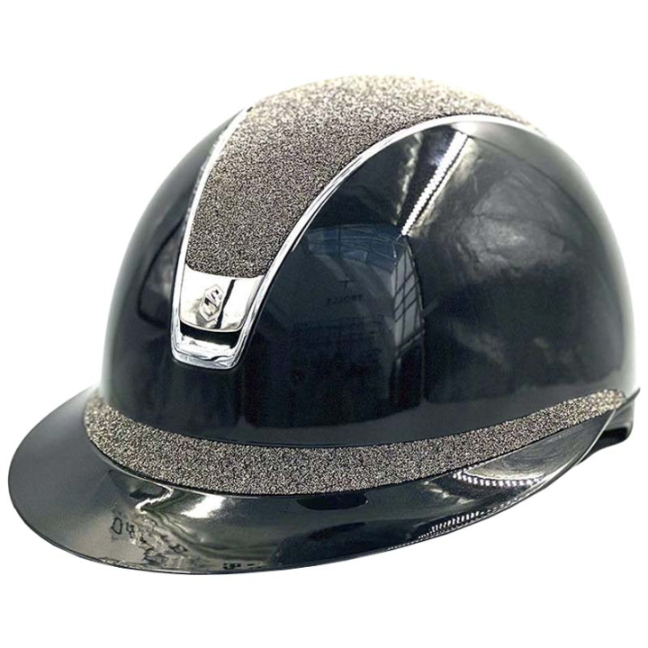 Casque d'équitation Miss Shield 2.0 Glossy Chrome Crystal Fabric Metal Eclipse Noir dans le groupe Équipement d'équitation / Casque d'équitation / Visière solaire chez Equinest (50312BLACKBLACBA_r)