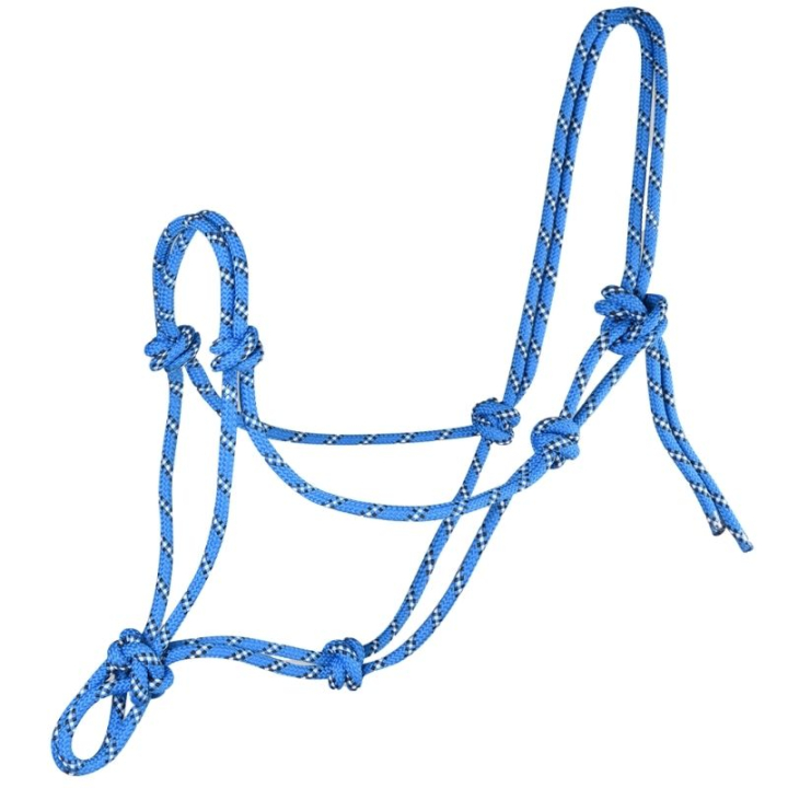 Licols en corde Knotted Bleu/Marron dans le groupe Équipement cheval / Licols / Longes en corde chez Equinest (50411050BLBRW_r)