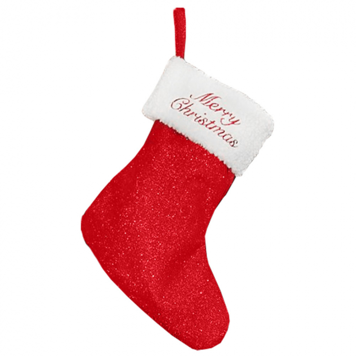 Chaussette de Noël Merry Christmas Glitter HG Rouge/Blanc dans le groupe Occasions spéciales & Costumes chez Equinest (504580004RE)