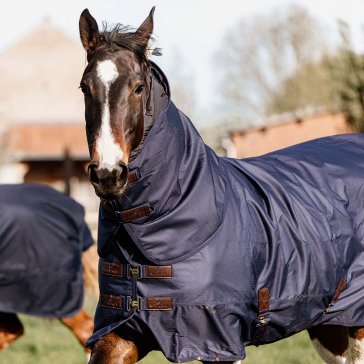 Couverture extérieure avec cou All Weather Quick Dry Fleece 150g Bleu Marine dans le groupe Couvertures cheval / Couvertures d'extérieur / Couvertures de transition chez Equinest (52180NA_r)