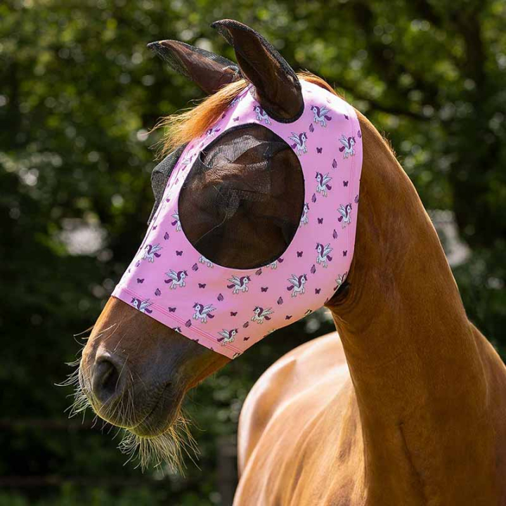 Bonnet anti-mouches Super Bug Unicorn Rose dans le groupe Anti-mouches / Masques anti-mouches  chez Equinest (5344UNI1PI_r)