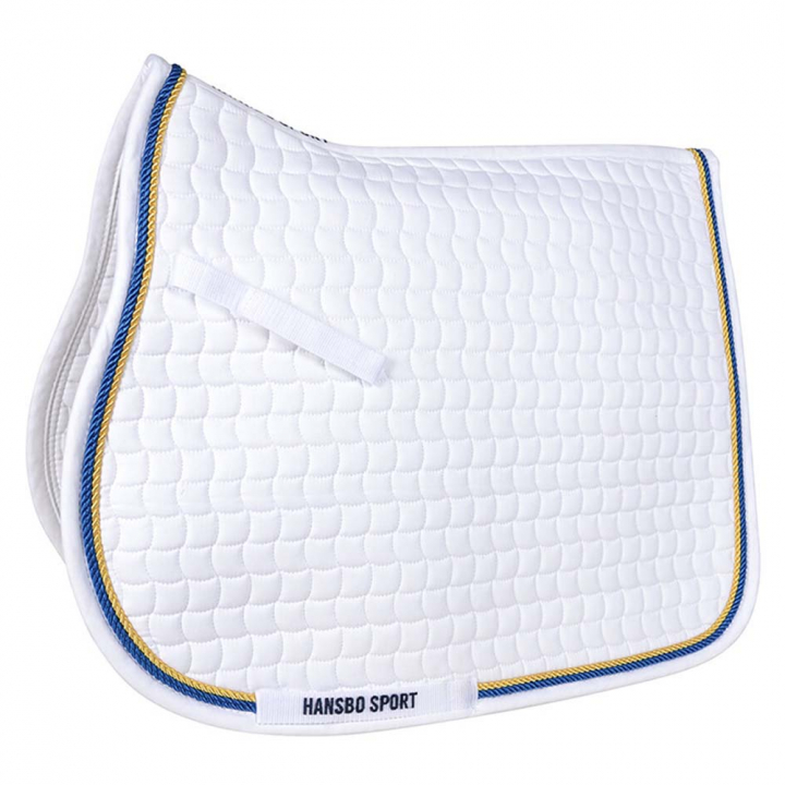 Tapis de selle mixte Club blanc/bleu/jaune dans le groupe Équipement cheval / Tapis de selle / Tapis de selle mixte & Tapis de selle de saut chez Equinest (600040WH)