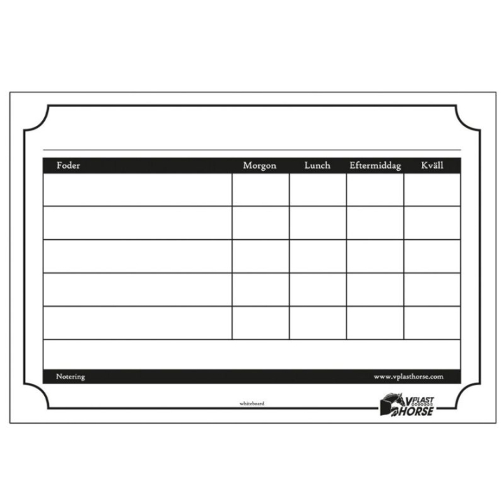 Tableau de ration 20x29cm Blanc dans le groupe Écurie & Pré / Matériel pour l'écurie / Autres chez Equinest (601659WH)
