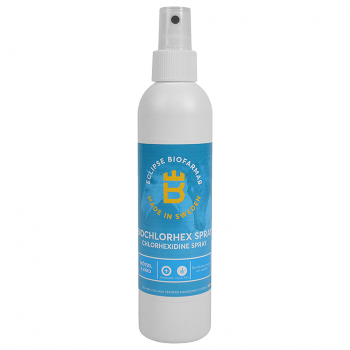 Spray antiseptique BioChlorHex 200 ml dans le groupe Produits de soins / Soins des blessures & onguents / Nettoyage de plaies & Pansements chez Equinest (601978)