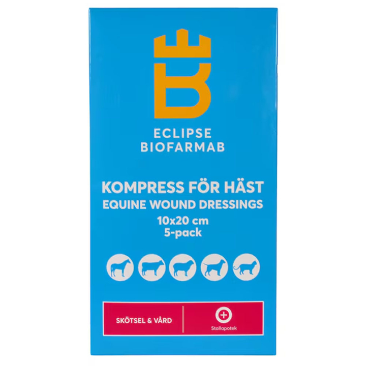 Compresses stériles pour cheval 5-pack Blanc 10x20 cm dans le groupe Produits de soins / Soins des blessures & onguents / Nettoyage de plaies & Pansements chez Equinest (603554WH-10x20)