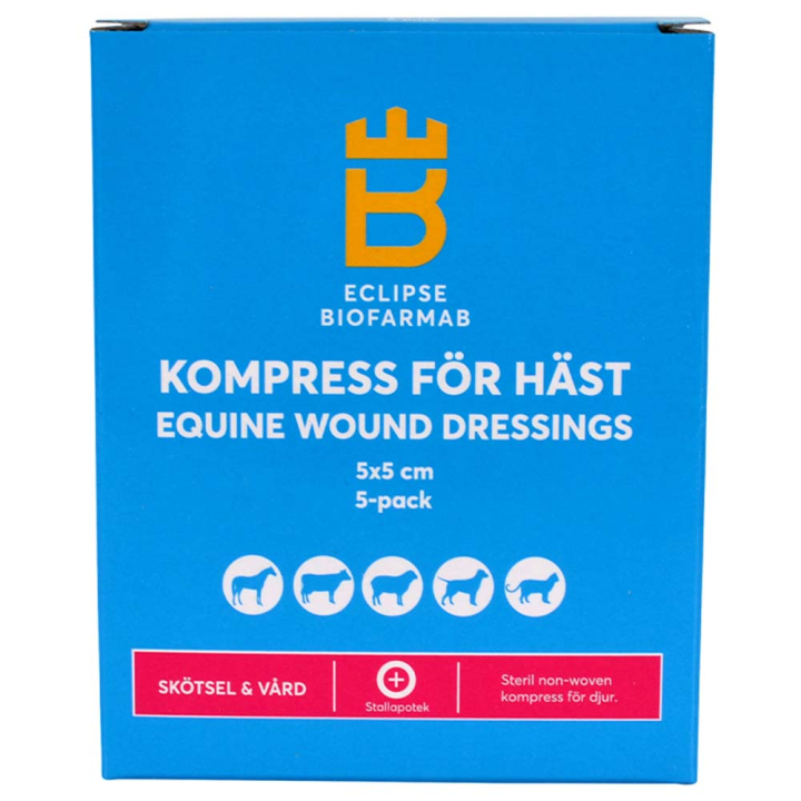 Compresses stériles pour plaies équines 5-pack 5x5cm dans le groupe Produits de soins / Soins des blessures & onguents / Pansements pour plaies chez Equinest (604186)