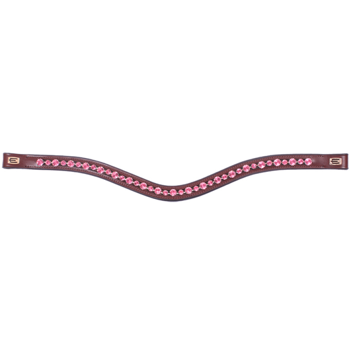 Frontal E-Logo & Cristaux Roses/Roses Marron/Laiton dans le groupe Équipement cheval / Briderie & Frontaux / Frontaux chez Equinest (6230019BRGO)
