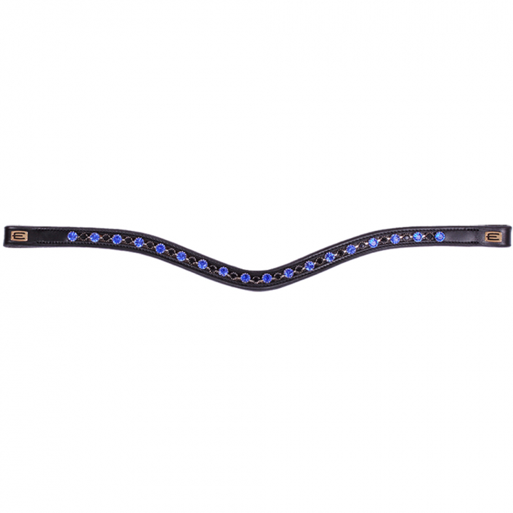 Frontal E-Logo & Cristaux Bleus/Noir Noir/Laiton dans le groupe Équipement cheval / Briderie & Frontaux / Frontaux chez Equinest (6230032BAGO)