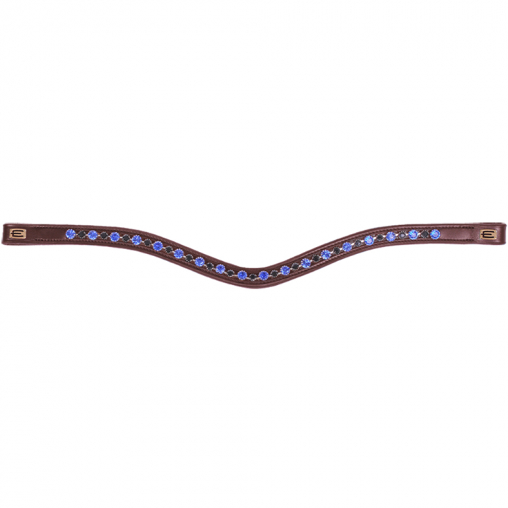 Frontal E-Logo & Cristaux Bleus/Noir Marron/Laiton dans le groupe Équipement cheval / Briderie & Frontaux / Frontaux chez Equinest (6230032BRGO)