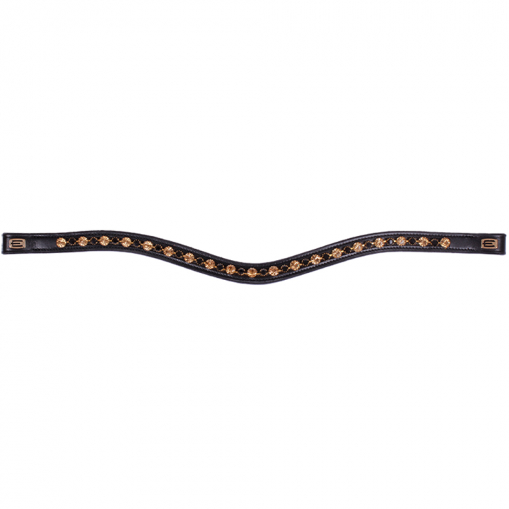 Frontal E-Logo & Cristaux Dorés/Noir Noir/Laiton dans le groupe Équipement cheval / Briderie & Frontaux / Frontaux chez Equinest (6230056BAGO)