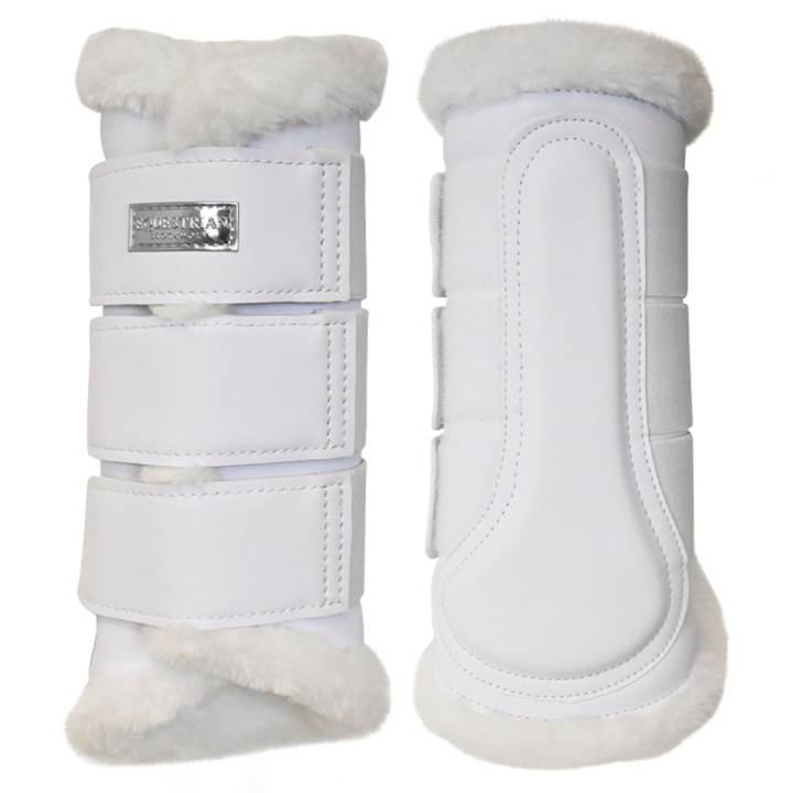 Guêtres fermées ES Faux Fur White Silver dans le groupe Équipement cheval / Protections des Membres / Guêtres fermées & Guêtres de dressage chez Equinest (734020641827WHSI_r)