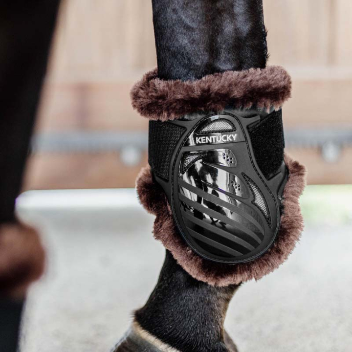 Protège-boulets Young Vegan Sheepskin Noir/Maroon dans le groupe Équipement cheval / Protections des Membres / Protège-boulets chez Equinest (88205BABR_r)