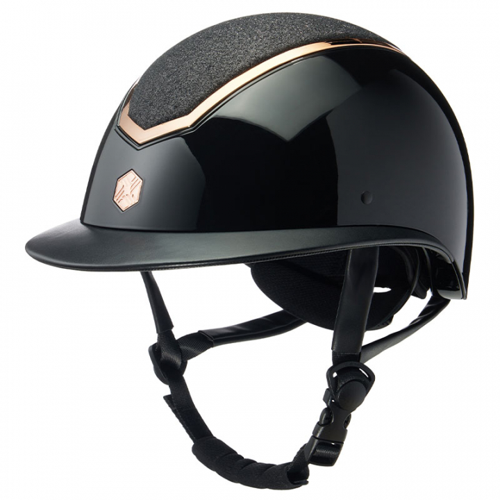 Casque d'équitation Kylo Gloss Pailleté Visière Noir/Rose doré dans le groupe Équipement d'équitation / Casque d'équitation / Visière solaire chez Equinest (90209020522430BAPI)