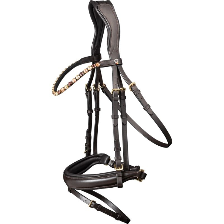 Bridon de dressage X-Line Goldheart Marron dans le groupe Équipement cheval / Briderie & Frontaux / Brides et brides de dressage chez Equinest (9576430PBR_r)
