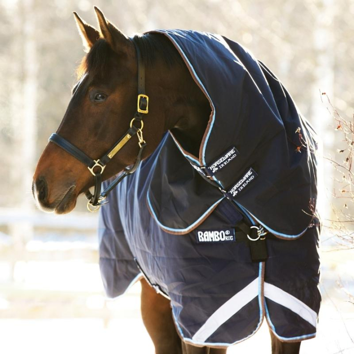 Couverture d'extérieur Rambo Duo Plus 1000D (100g + 300g) Bleu marine/Bleu clair/Marron dans le groupe Couvertures cheval / Couvertures d'extérieur chez Equinest (AAADA3BDNNALBLBR_r)