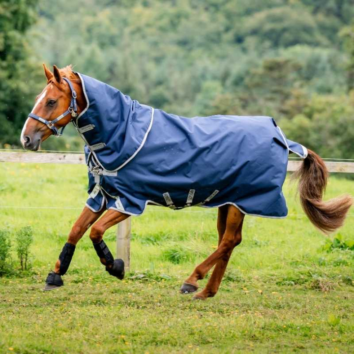 Couverture de pluie Amigo Plus 1200D 0g Bleu marine/Gris/Argent dans le groupe Couvertures cheval / Couvertures d'extérieur / Couvertures imperméables cheval chez Equinest (AARP70BJINAGRSI_r)