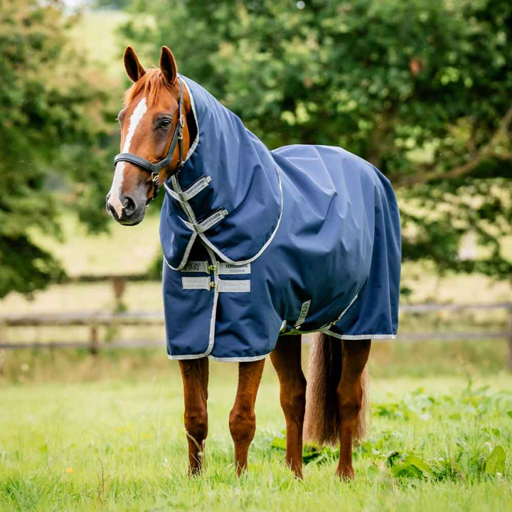 Couverture de pré avec Capuche Amigo Ripstop 900 Plus 100g Bleu Marine/Gris dans le groupe Couvertures cheval / Couvertures d'extérieur / Couvertures de transition chez Equinest (AARPG2NA)