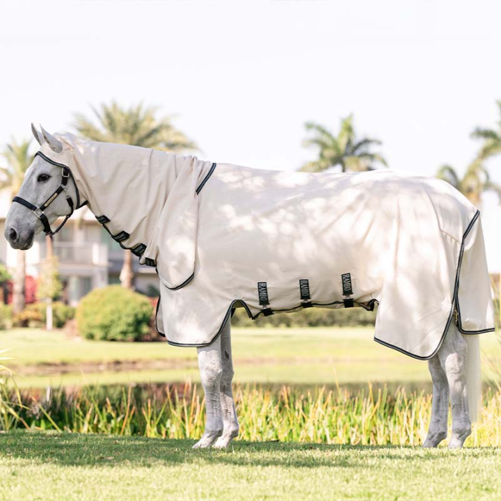 Couverture anti-mouches et dermite estivale Rambo Hoody XL Beige/Vert/Argent dans le groupe Couvertures cheval / Couvertures anti-mouches & anti-eczéma chez Equinest (AFAPG0UHBEGNSI_r)