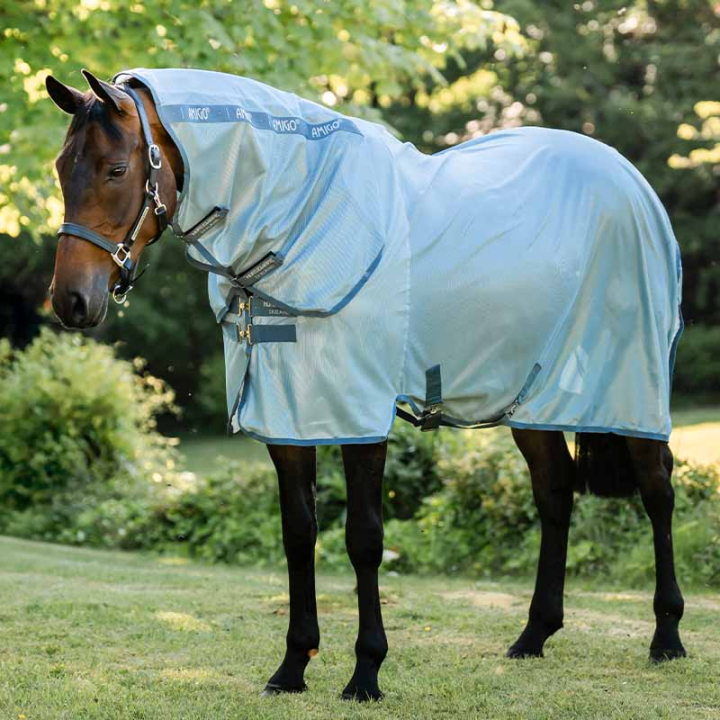 Couverture Anti-Mouches Amigo Integrated Bleu clair/Bleu/Argent dans le groupe Couvertures cheval / Couvertures anti-mouches & anti-eczéma chez Equinest (AFRNGSCCLBLBLSI_r)